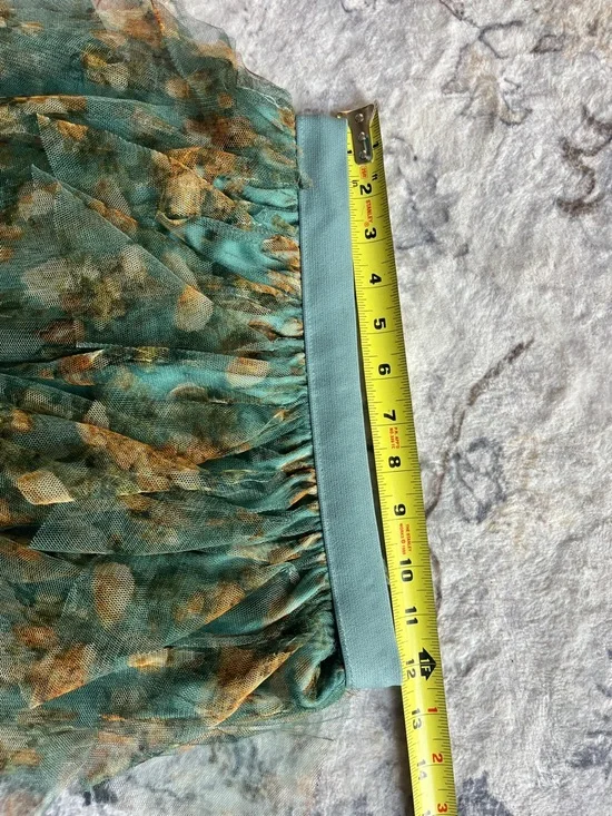 Green Floral Tulle Skirt Tiered Midi/ Boho Cottagecore Romantic Skirt - Picture 7 of 7